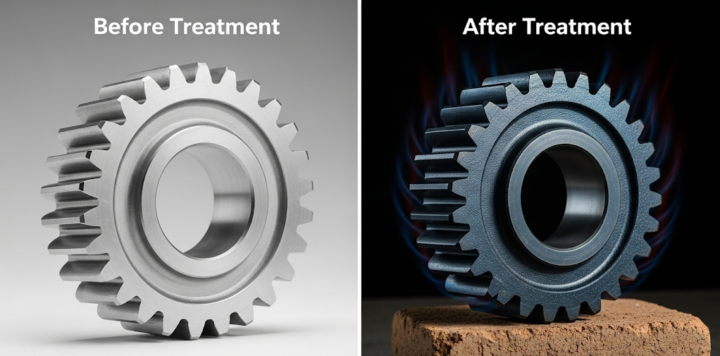 Vergleich von Zahnrädern aus Stahl 1018 und 4140 vor und nach der Bearbeitung e1752565901137