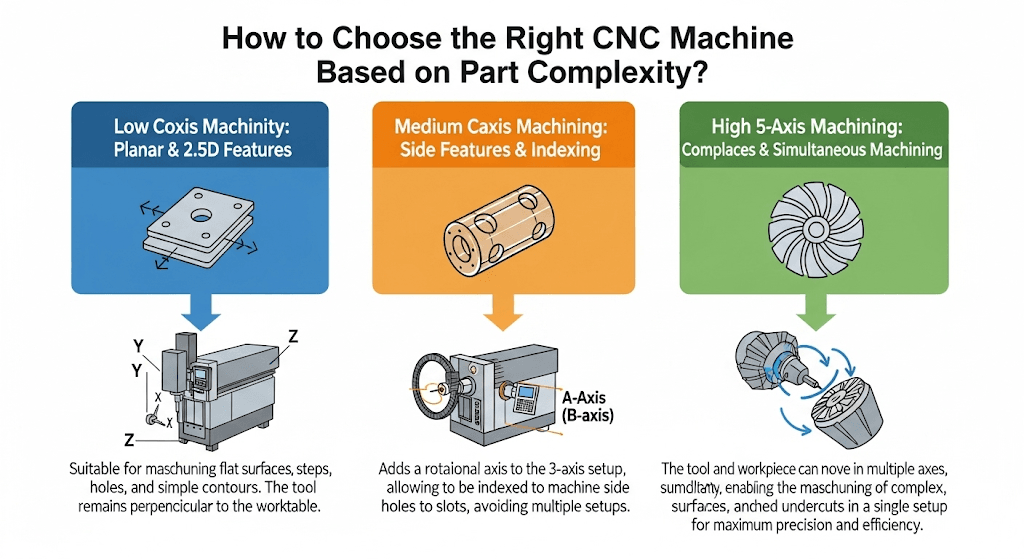 Comparación de capacidades de mecanizado CNC de 3, 4 y 5 ejes