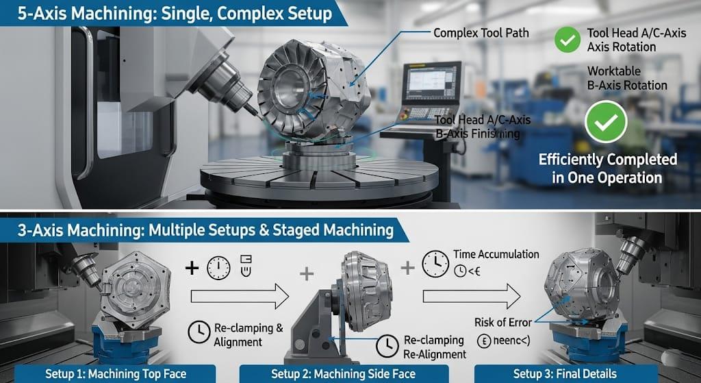Comparación de mecanizado CNC de 3, 5 ejes 4