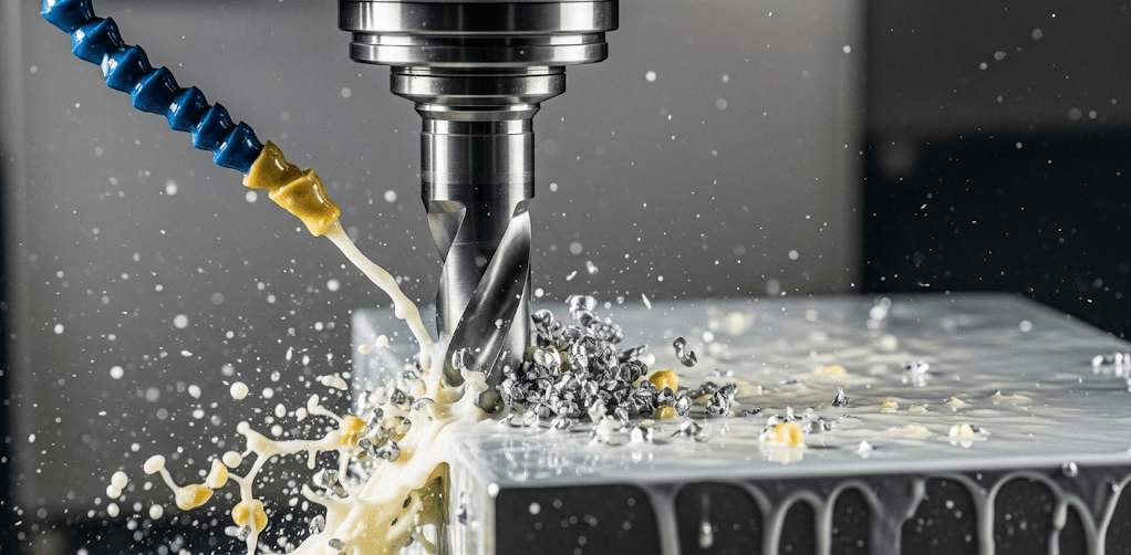 CNC-Fräsmaschine schneidet Stahlblock 4140 2 e1752566824360