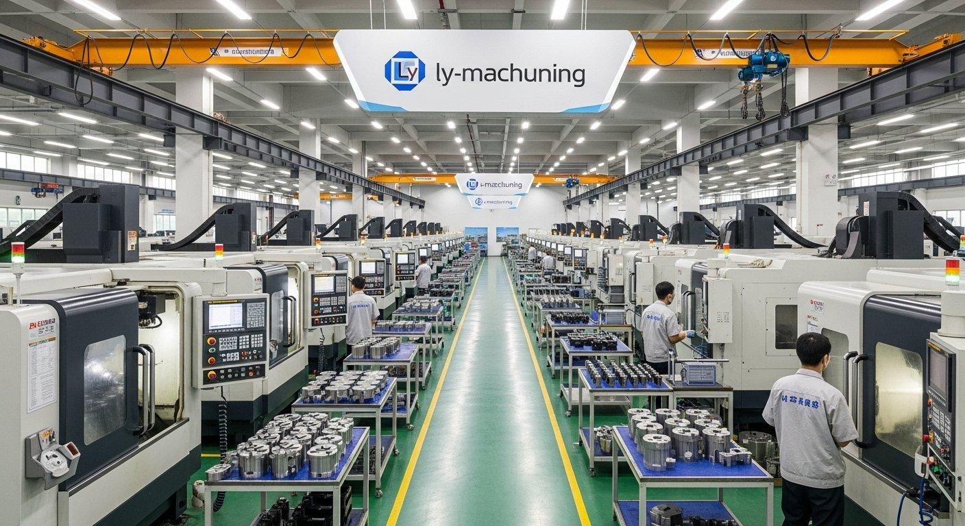 Usine de fabrication CNC moderne à Shenzhen en Chine affichant des machines de haute précision pour une usinage efficace de l'aluminium CNC. Cette usine avancée propre
