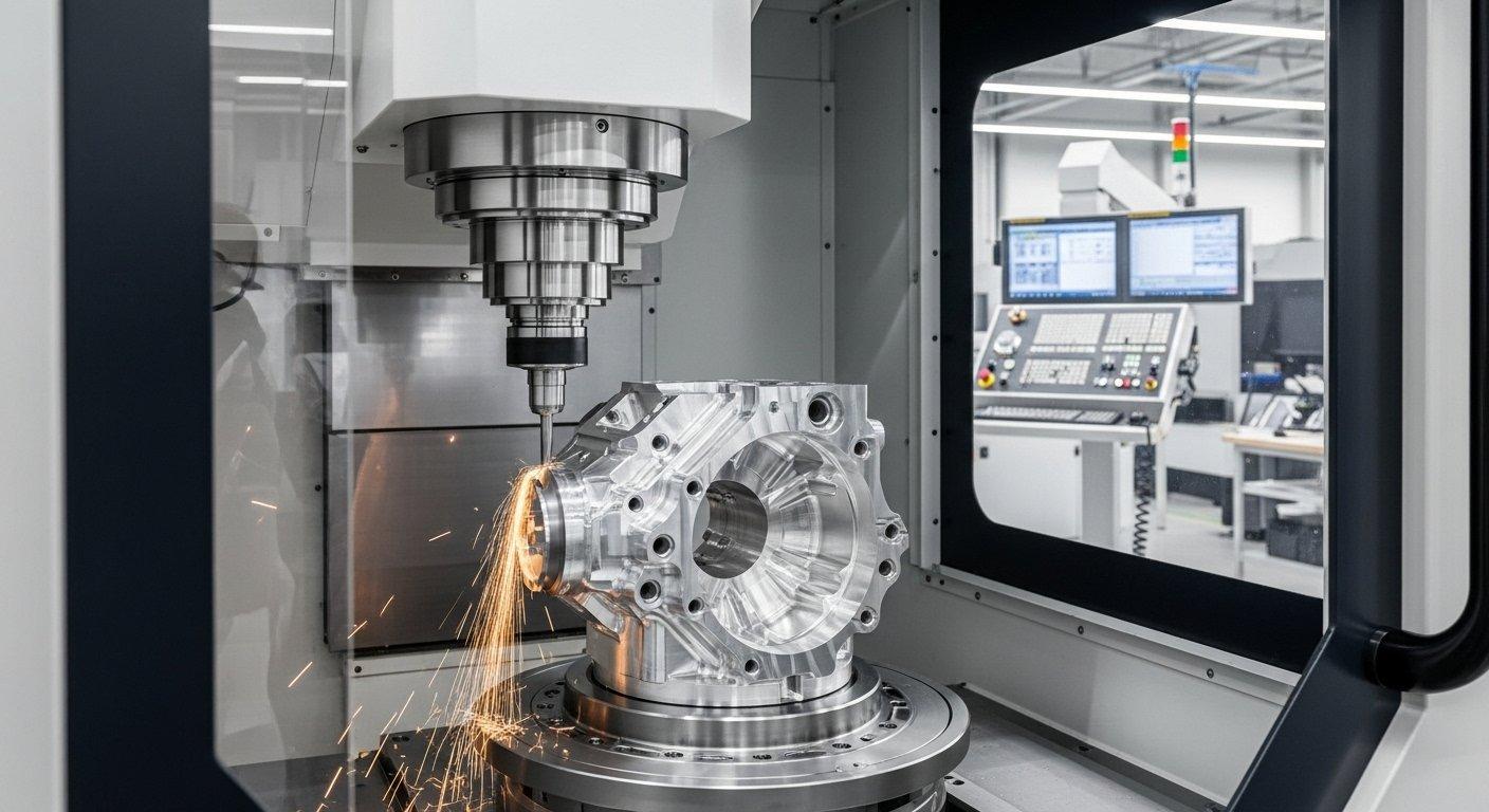 Centro de mecanizado CNC de 5 ejes corta metal chispas