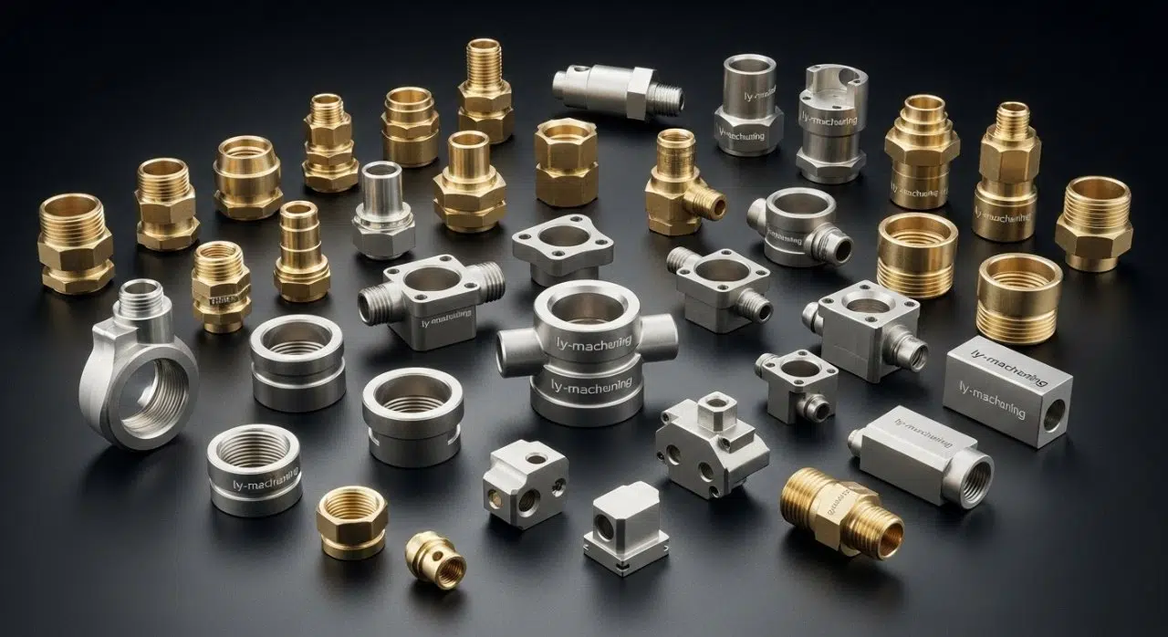 Ly-machining tarafından üretilen, karmaşık konektörler, hidrolik bağlantı parçaları, özel valf bileşenleri ve küçük elektrik muhafazaları içeren, yüksek hassasiyetli pirinç CNC işlenmiş parçaların çeşitli koleksiyonu, mükemmel yüzey kalitesi ve karmaşık geometriler sergiliyor.