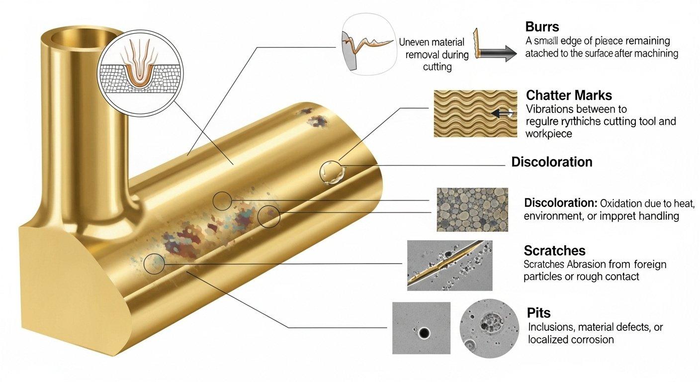 Defectos de mecanizado en latón: rebabas, vibraciones, decoloración