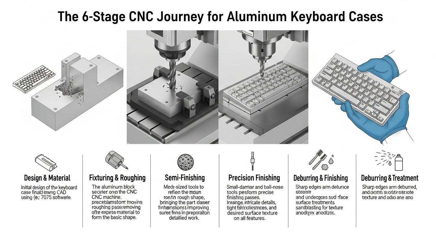 CNC-Aluminium-Tastaturgehäuse 6-stufige Bearbeitung