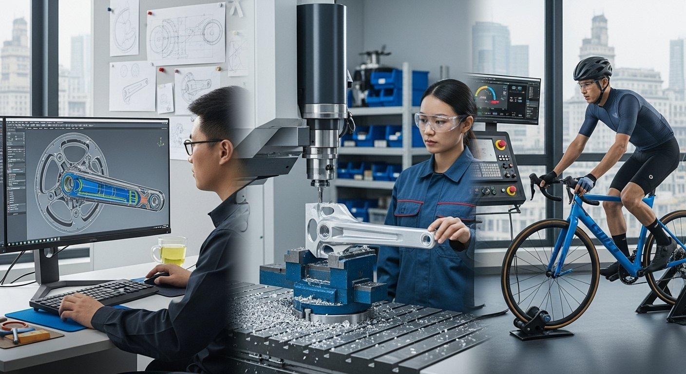 CNC bisiklet parçaları tasarımı CAD'den tamamlanmış bileşene