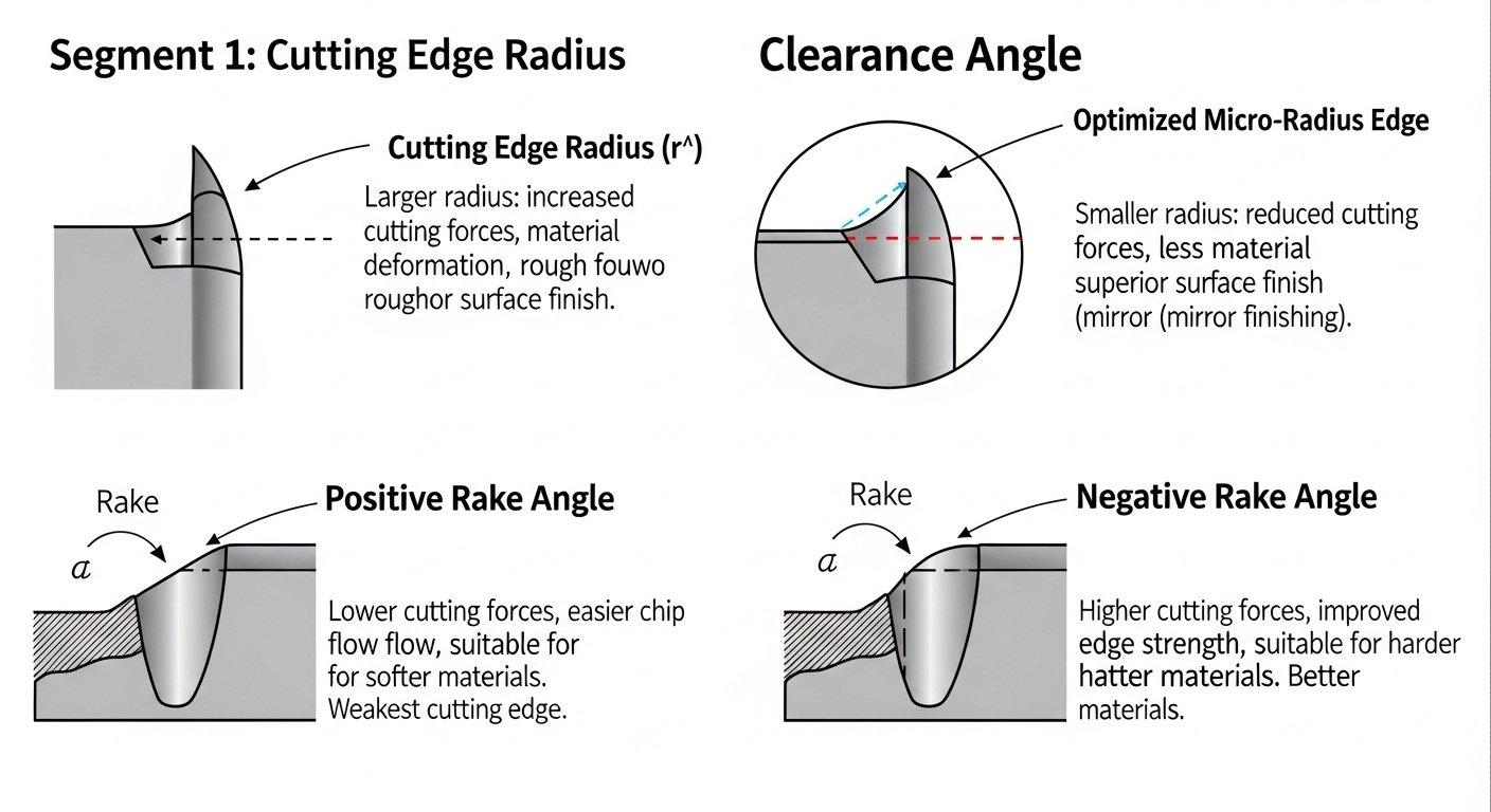 CNC cutting edge geometry for mirror finish