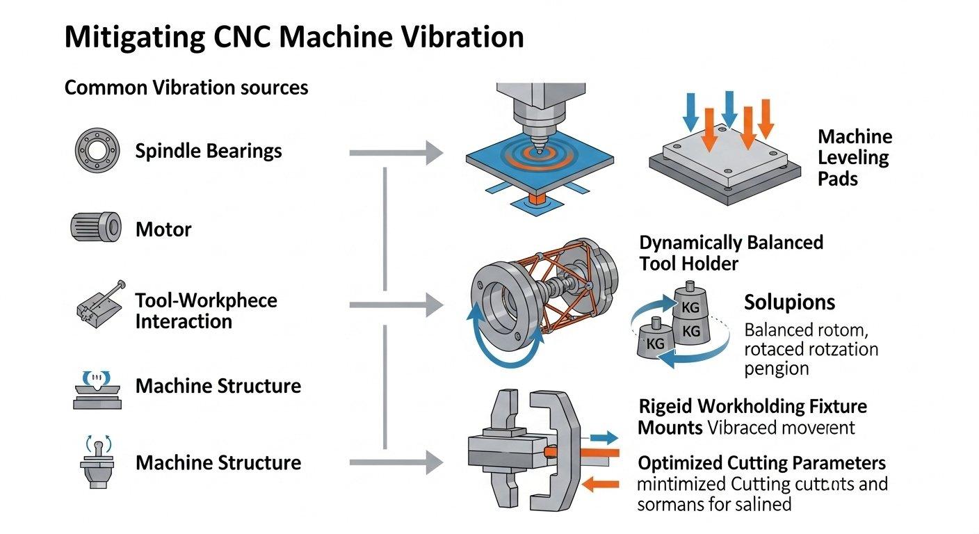 CNC machine vibration dampening for mirror finish
