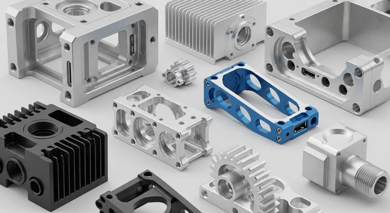 maquinado CNC, componentes de aluminio, fresado de precisión, recintos personalizados, geometrías complejas