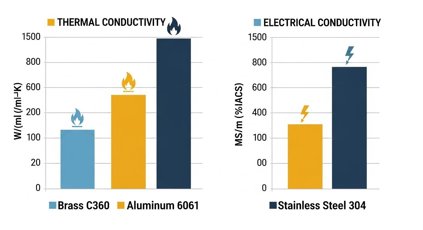 Tableau de conductivité des matériaux CNC : Laiton, Al, Acier