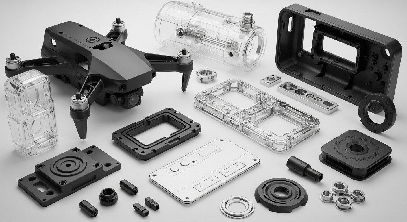 Composants en plastique CNC avec finitions diverses