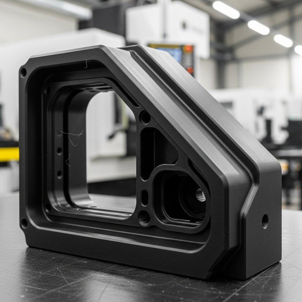 Close-up of a meticulously CNC machined ABS plastic part, highlighting its smooth surface finish, tight tolerances, and intricate features, manufactured with high precision.