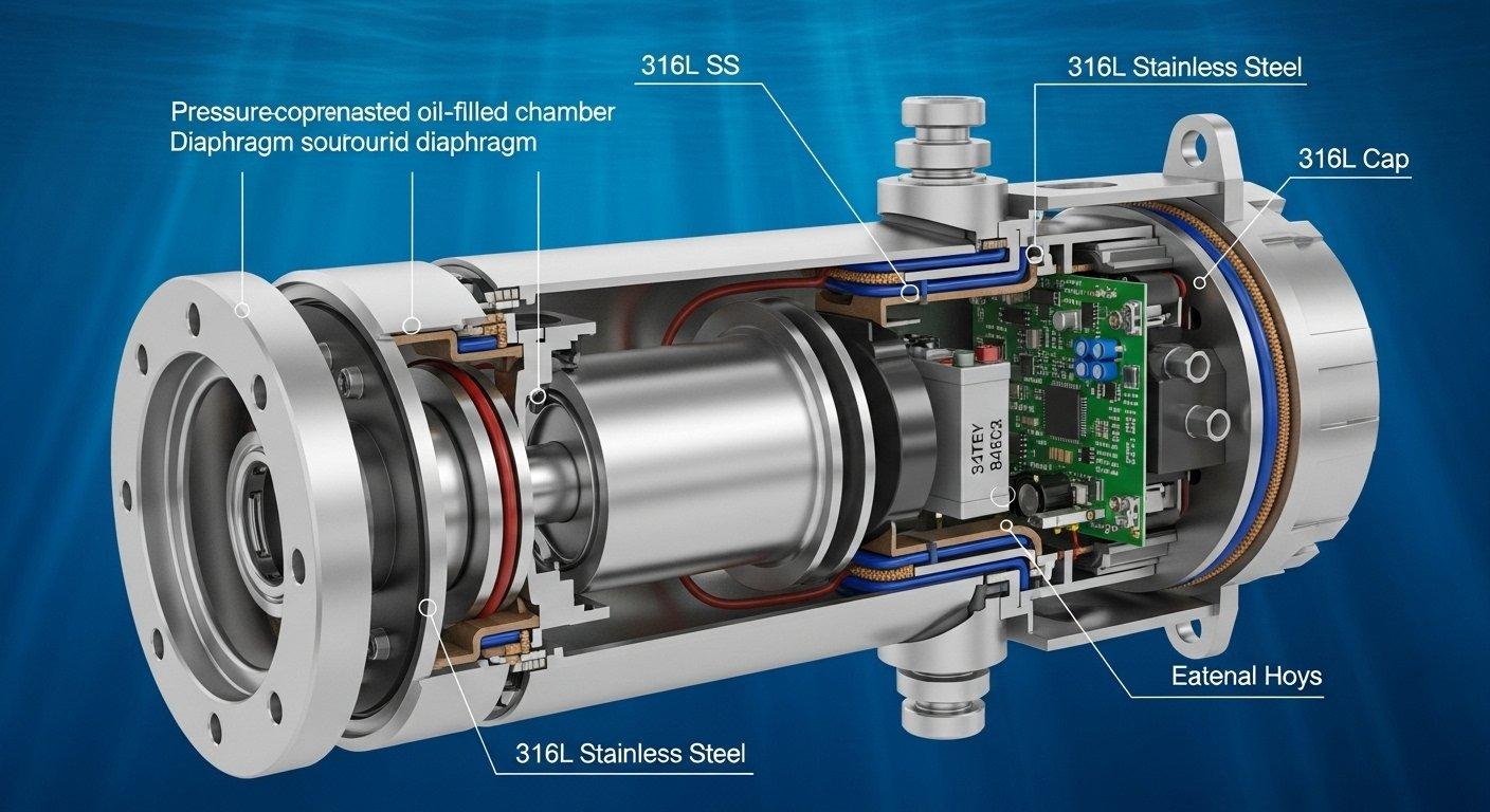 Conector de acero inoxidable 316L en corte profundo del mar