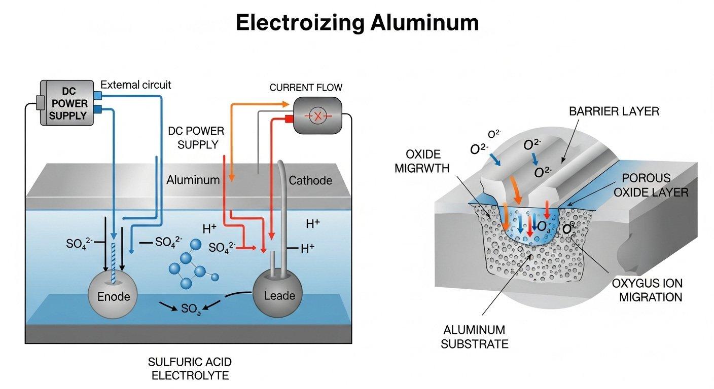 Infografía del anodizado electroquímico del aluminio