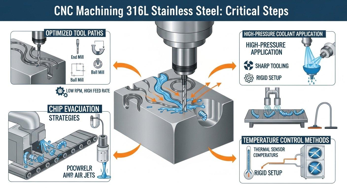 Infografía de mecanizado CNC de acero inoxidable 316L pr