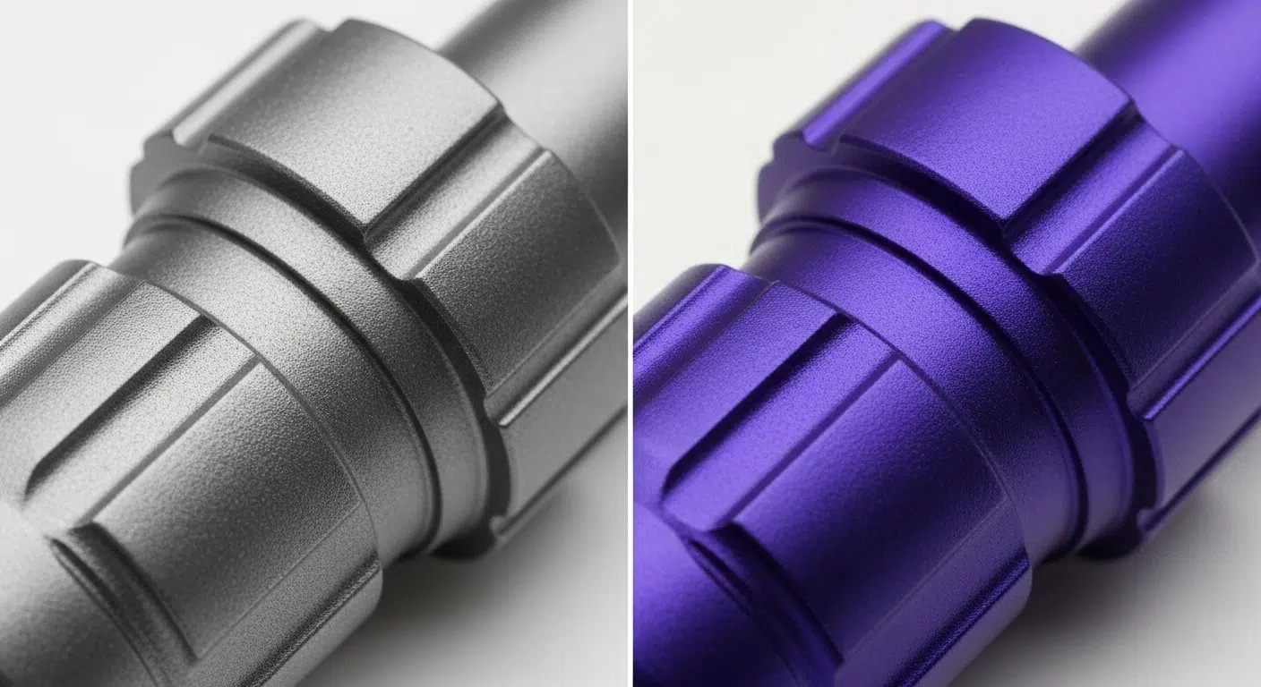 Lightsaber CNC bead blasted vs. anodized surface