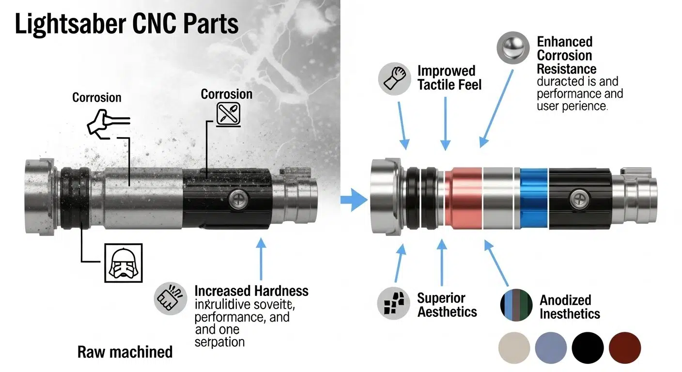 Lightsaber CNC surface finishing raw vs finished