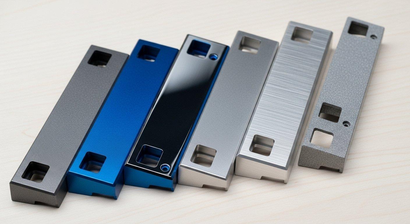 Mehrere CNC-Aluminium-Tastaturgehäuse mit unterschiedlichen Oberflächen