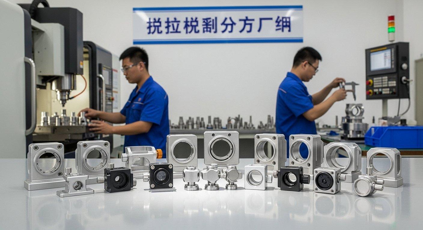 CNC-gefertigte Teile für optische Spektive: präzise Aluminium- und Titan-Linsenhalter, Einstellknöpfe und Gehäuseteile