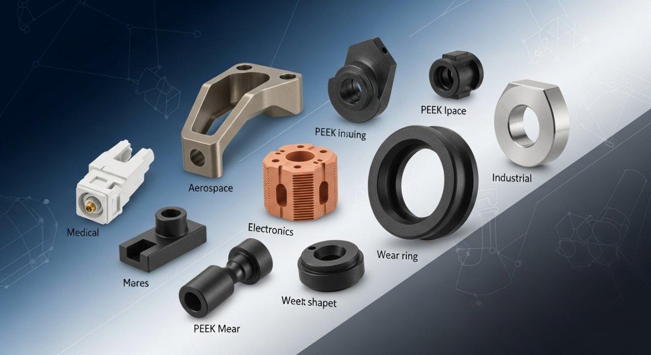 PEEK parts, CNC machining, high-precision PEEK, PEEK applications, polymer components