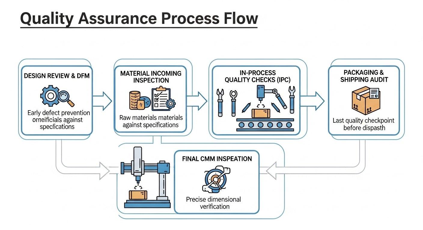 Diagrama de flujo del proceso de control de calidad con verificaciones de calidad