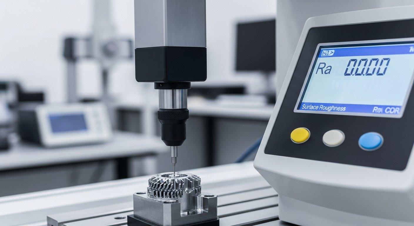 Contrôle qualité à l'aide d'un profilomètre pour tester la Ra d'une pièce CNC