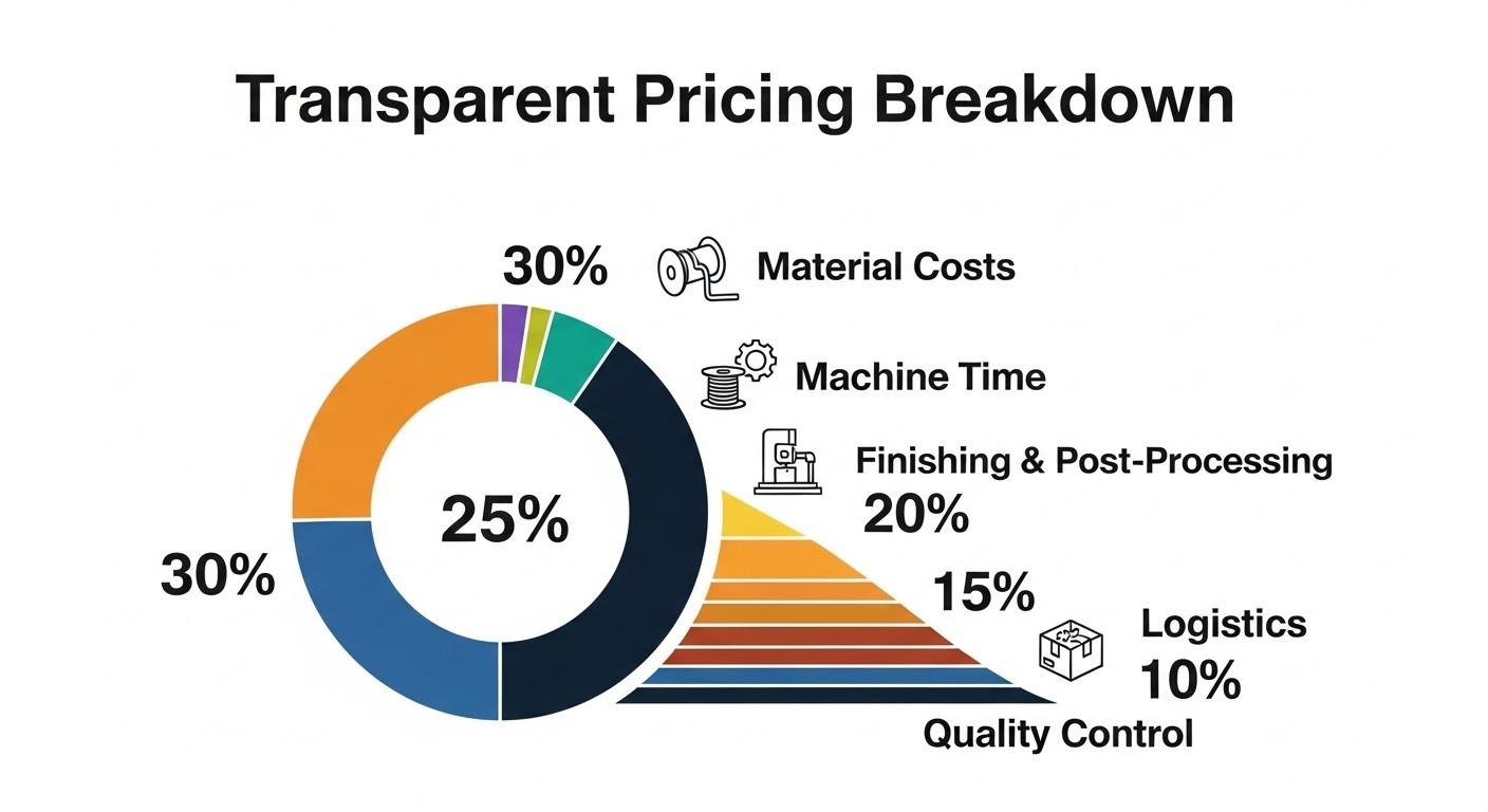 Gráfico de pastel de desglose de precios CNC transparente
