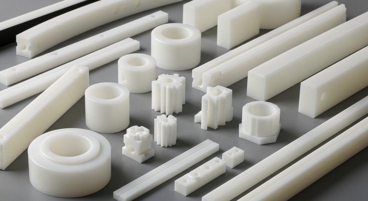UHMW-PE components, precision machined plastic, wear strips, bushings, guides, tight tolerance plastic