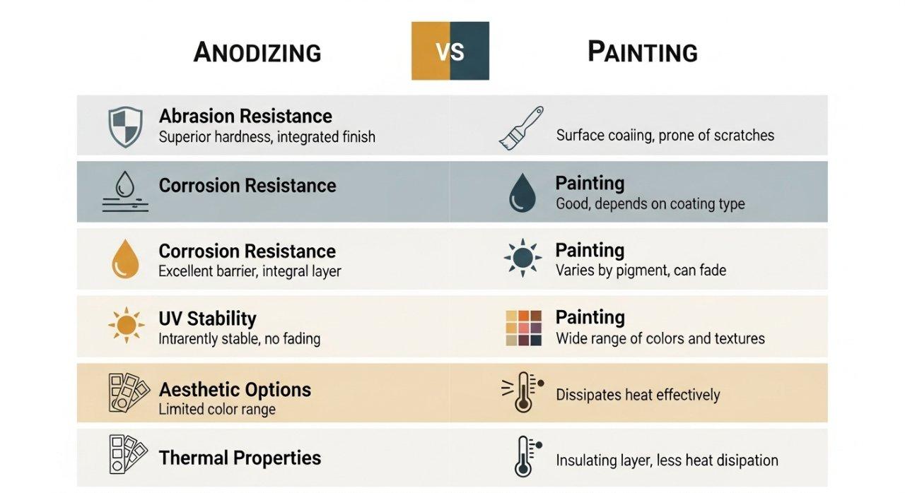 anodizing, painting, night vision enclosures, surface finish, material comparison