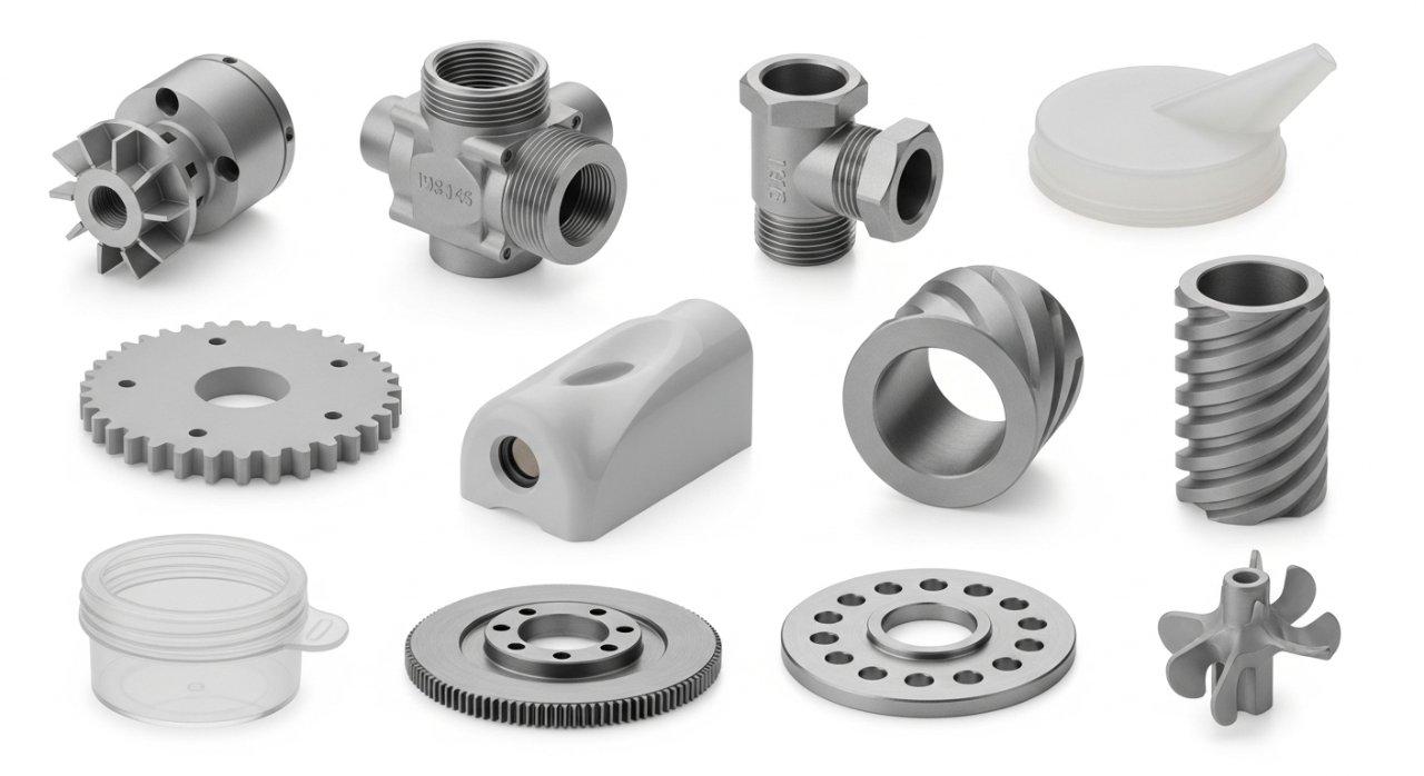 custom food-grade PP parts, CNC plastic machining, PP pump impeller, plastic valve component, PP plastic customization