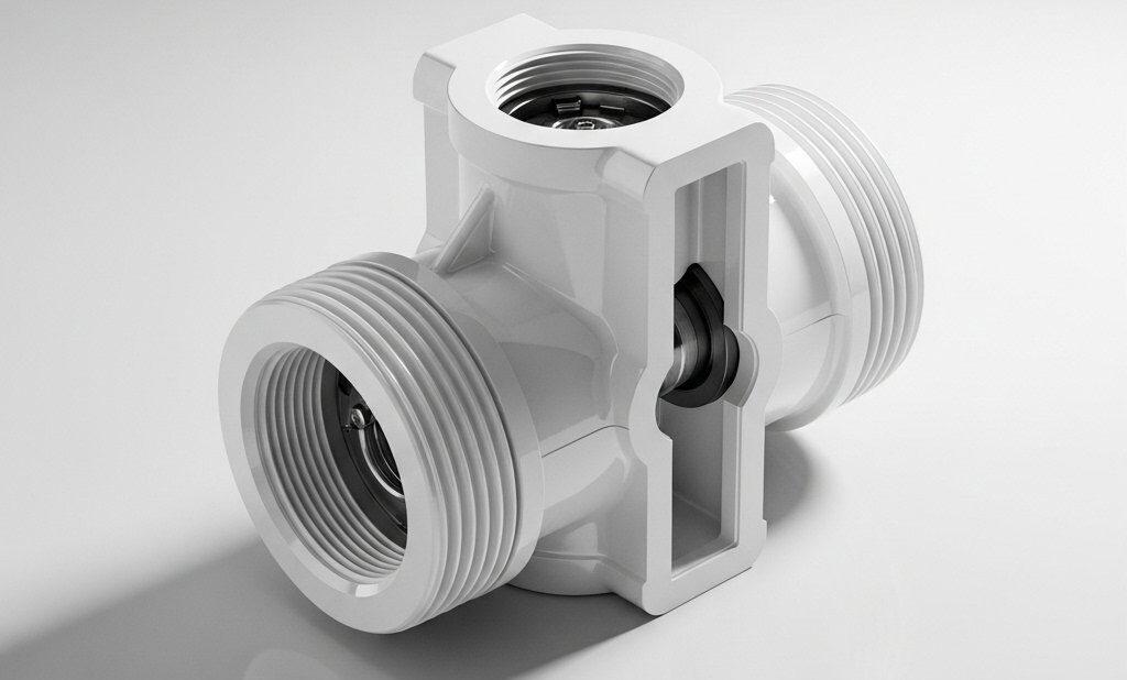 Food-Grade PP CNC machining Part Customization Standards 1 food-grade PP component, precision machined plastic, white polymer part, industrial plastic gear, plastic valve body