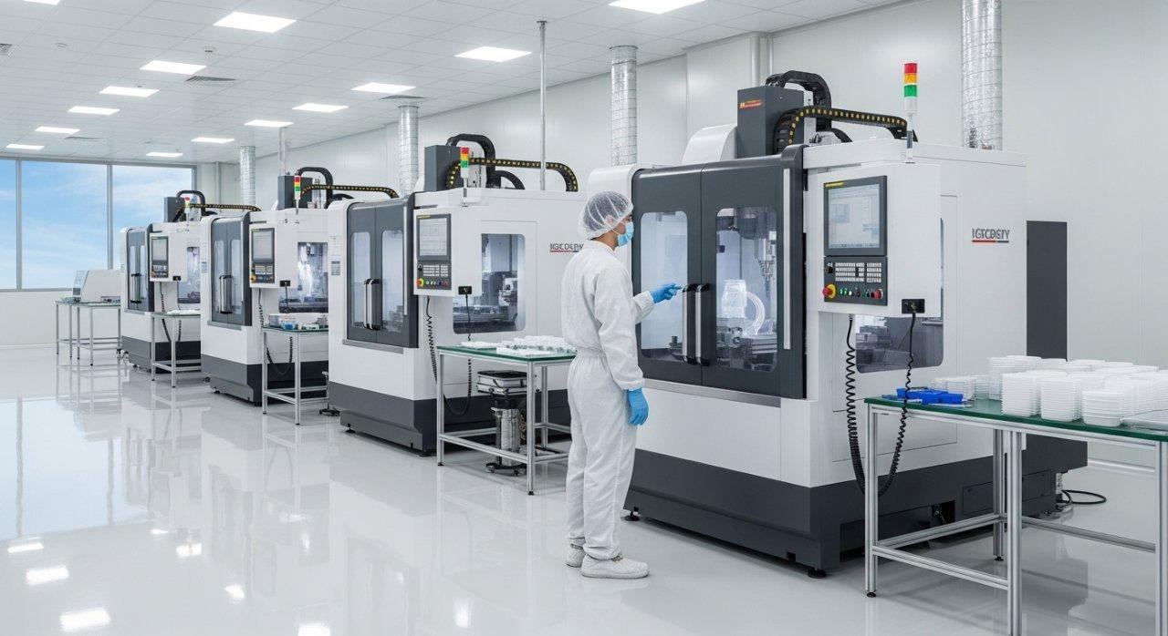 food-grade plastic manufacturing, CNC machining, cleanroom workshop, industrial hygiene, plastic fabrication