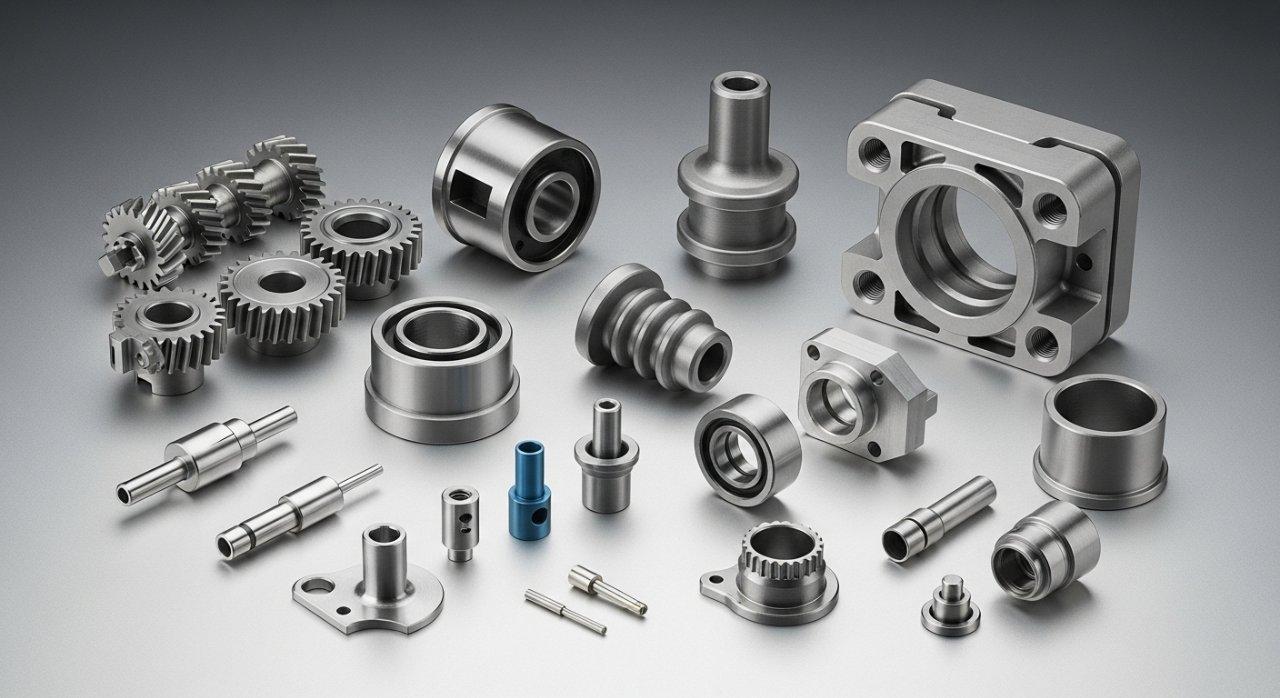 Una colección diversa de piezas de plástico de POM (Acetal) mecanizadas con precisión, mostrando detalles intrincados y una calidad superficial superior en diversas aplicaciones como componentes complejos de dispositivos médicos, bujes automotrices, aislantes eléctricos y engranajes de productos de consumo. Destaca la versatilidad en la fabricación de plásticos de ingeniería.