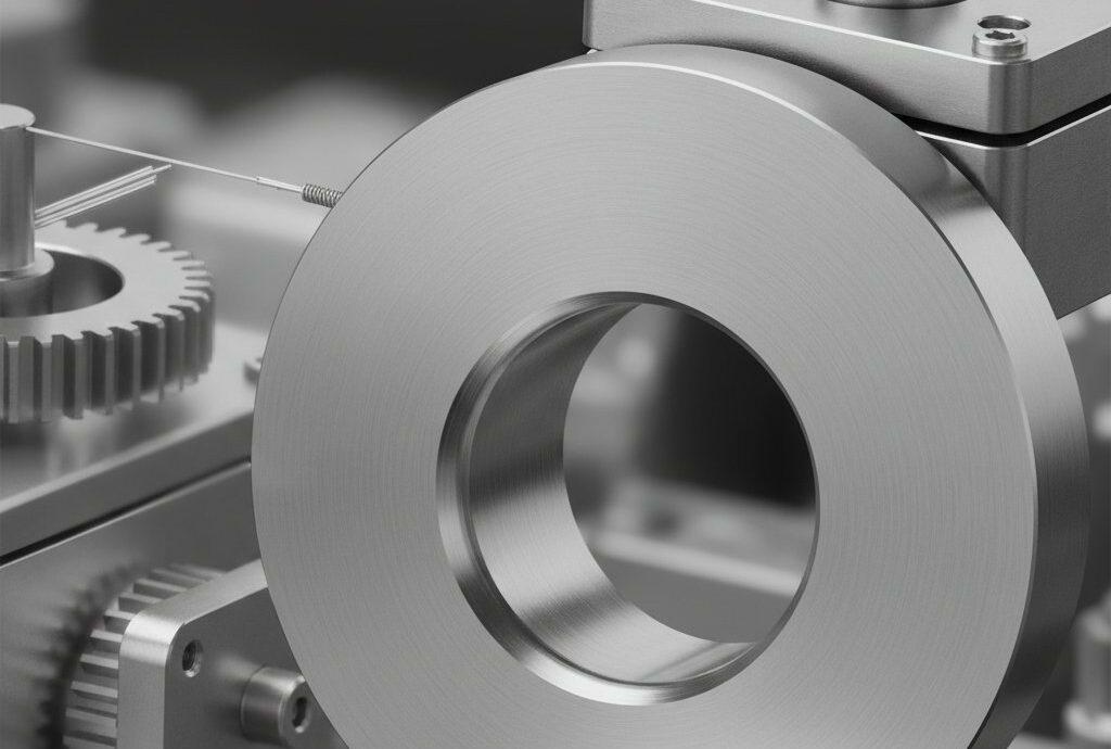 Fabrication de pièces CNC sur mesure pour instruments optiques : services d'usinage de micro-trous de précision 1 Zoom rapproché haute-magnification d'un micro-trou parfaitement usiné avec des bords impeccables et une surface intérieure ultra-lisse sur un petit shin
